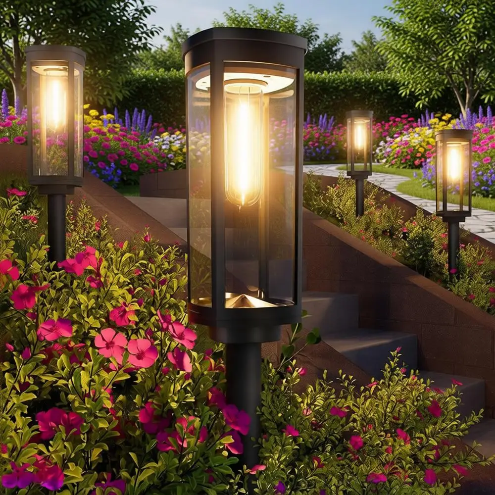 

Набор из 8 уличных светильников, водонепроницаемые IP65, с автоматическим включением/выключением, для сада, газона, патио, дорожек, подъездных путей, декоративное ландшафтное освещение