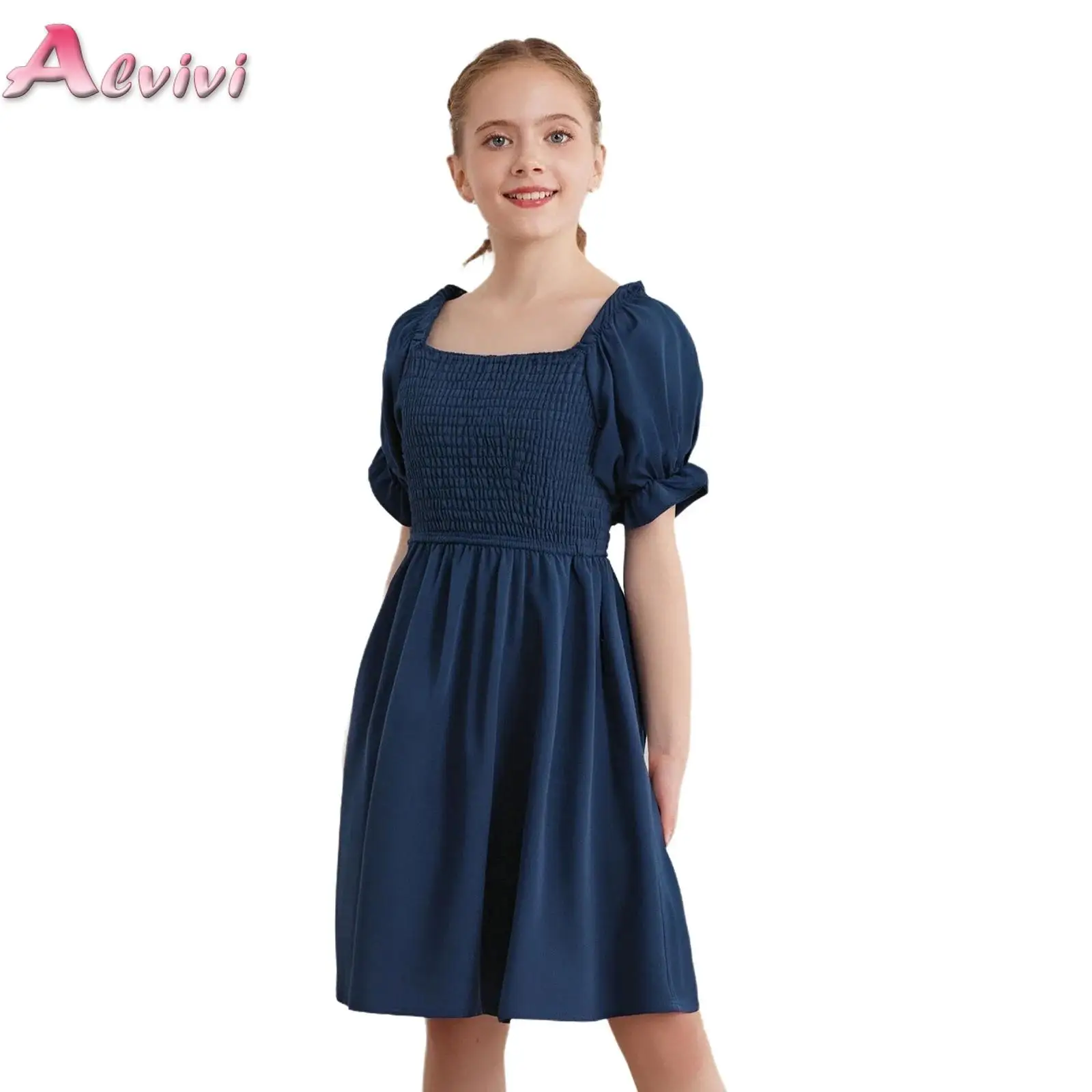 

Kids Girl's Princess Dress 2025 New Summer Children's Baby A-line Puff Sleeves Charm Sweet Fashion Casual Birthday Wedding Party