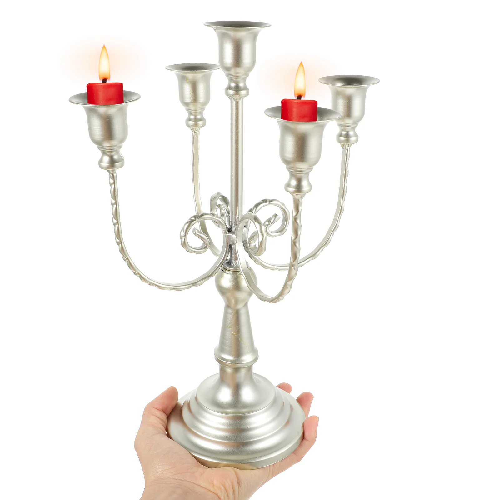 

5-Arm Iron Candlestick Holder European Style Vintage Candelabrum Multi Branches Decorative Stand Desktop for Home