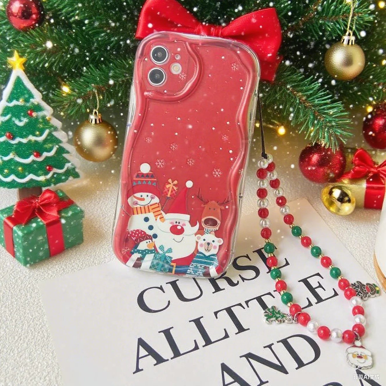3D Christmas Tree Santa Claus Elk Chain Case For IPhone 17 Pro Air Max 16 Pro 15 14 13 12 11 Pro Max Plus 16e Cover Silicone