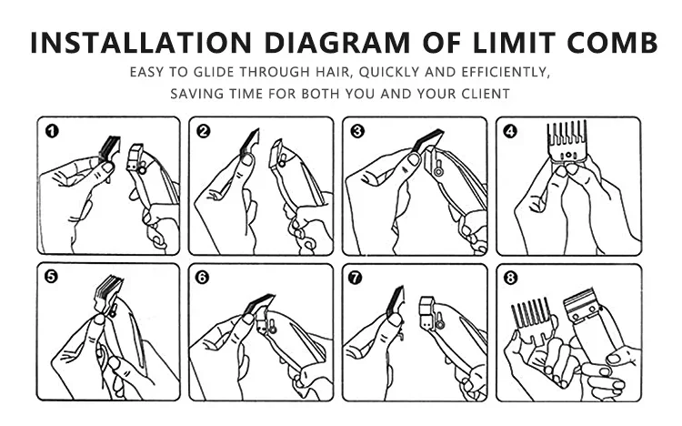 8/10 Stück Haarschneidemaschine Limit Guide Kamm für Wahl und Kemei Trimmer Universal Barber Guide Kamm Haarschnitt Werkzeug Clipper Limit Kämme – Detail 17
