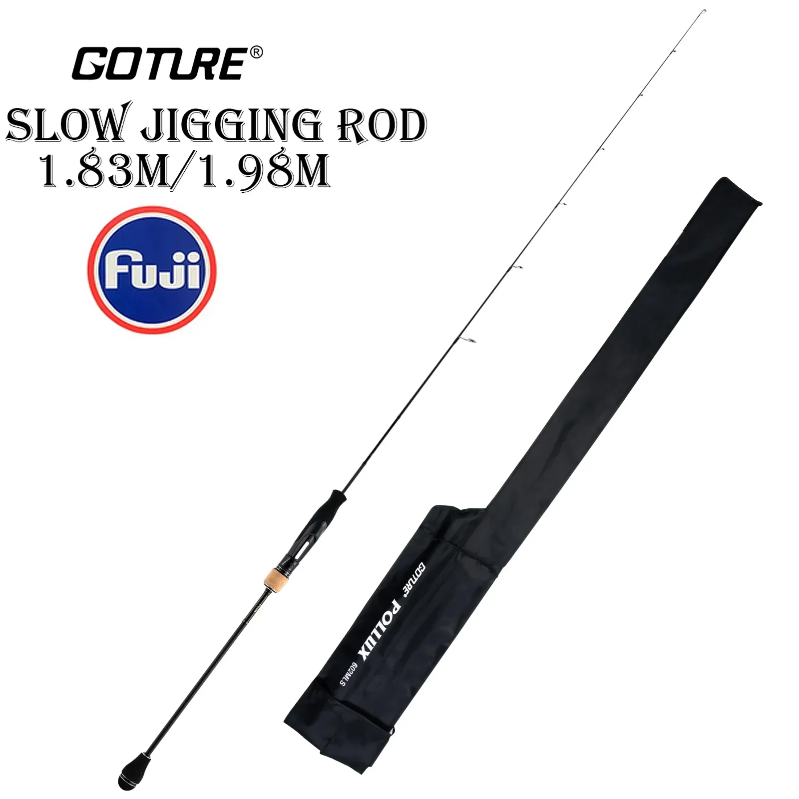 Goture POLLUX 슬로우 지깅 로드, 1.5 섹션 스피닝, 베이트 캐스팅, 30T 후지 링 바다 낚싯대, ML, M, MH, 1.83m, 1.98m 