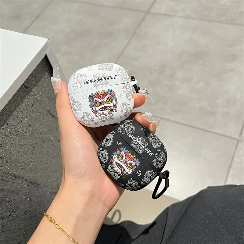 Earphone Case For Edifier Magic Anc,Cute Cartoon Cool Lion pattern design soft Headset Case with KeyChain For Girls Boys