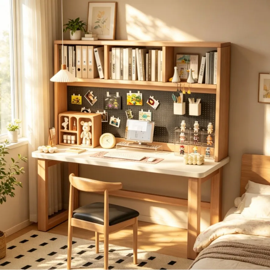 Solid wood desk, home computer desk, student study desk, book desk