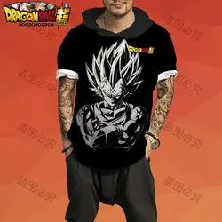 Camiseta com capuz Dragon Ball Z masculina, streetwear extragrande, roupas masculinas, tops da moda, essenciais de alta qualidade, Y2k