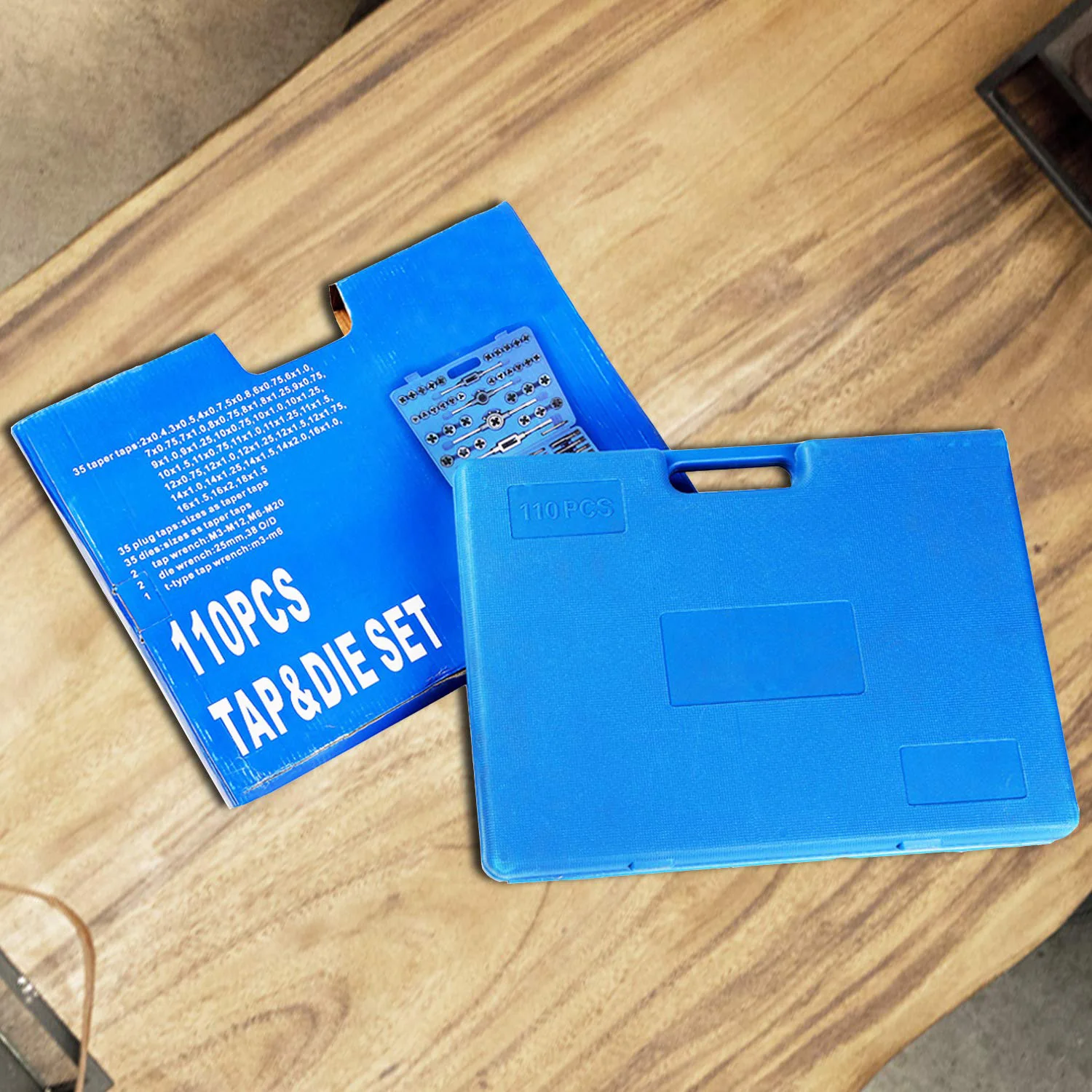 110pcs Multifunction Pipe Thread Alloy Steel Tap and Die Set Wrench Hand Metric External Thread Hand Tool Kit Tap and Die Set