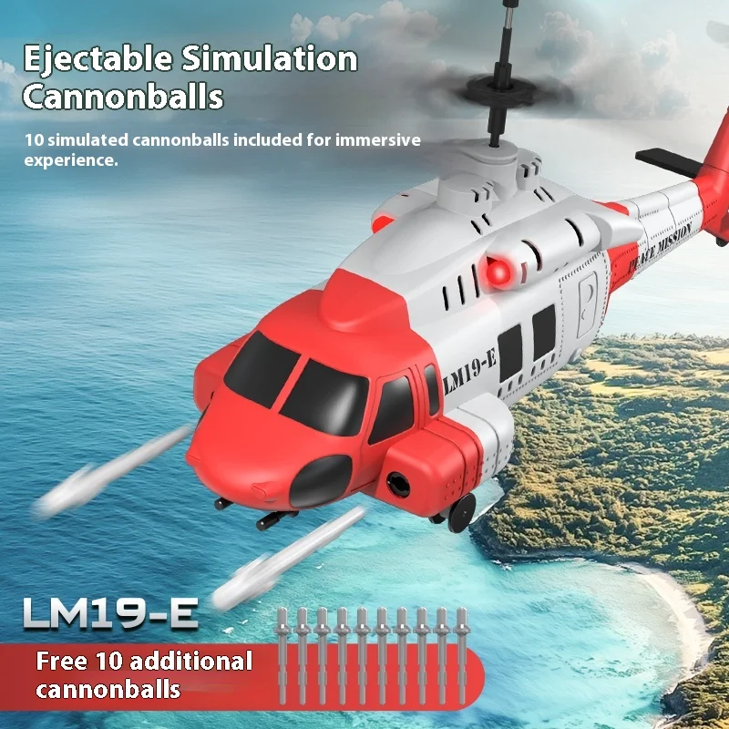LM19-E Black Hawk 3.5 Channel RC Helicopter Remote Control Toy with Cannon High Medium Low Speed Settings Children's Airplane