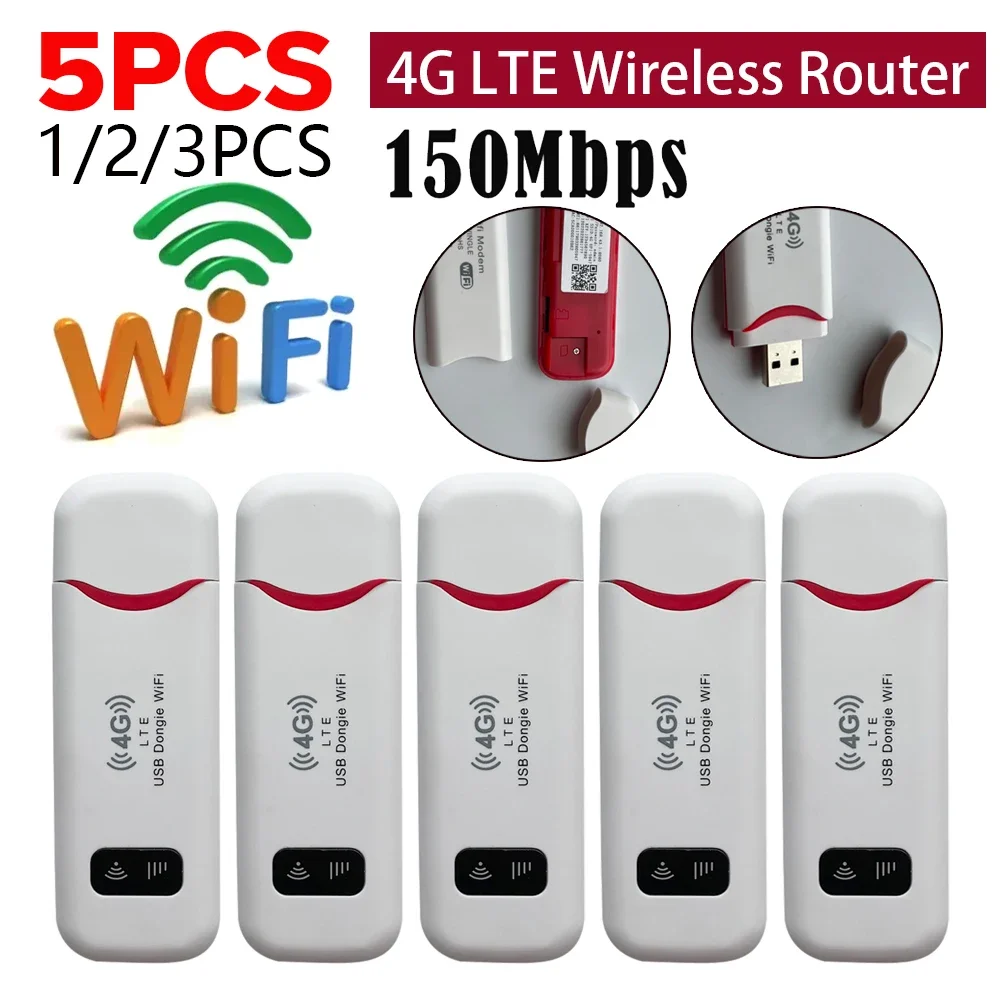 

1-5pcs 4G LTE Wireless Router 150Mbps USB Dongle Modem Stick Mobile Broadband Wireless WiFi Adapter 4G Card Router Home Office