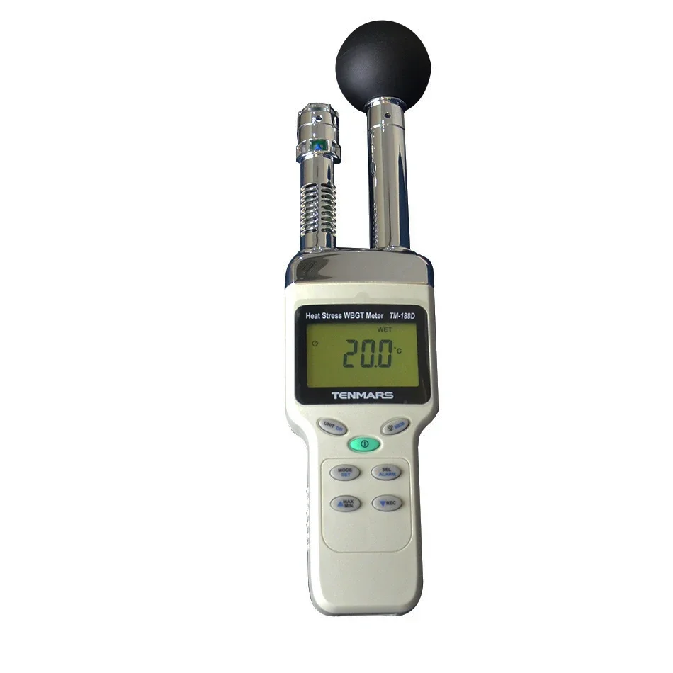 TM188D Heat Stress WBGT for Meter Measurement for The Effects of Temperature Humidity, and Direct or Radiant Sunlight TM188