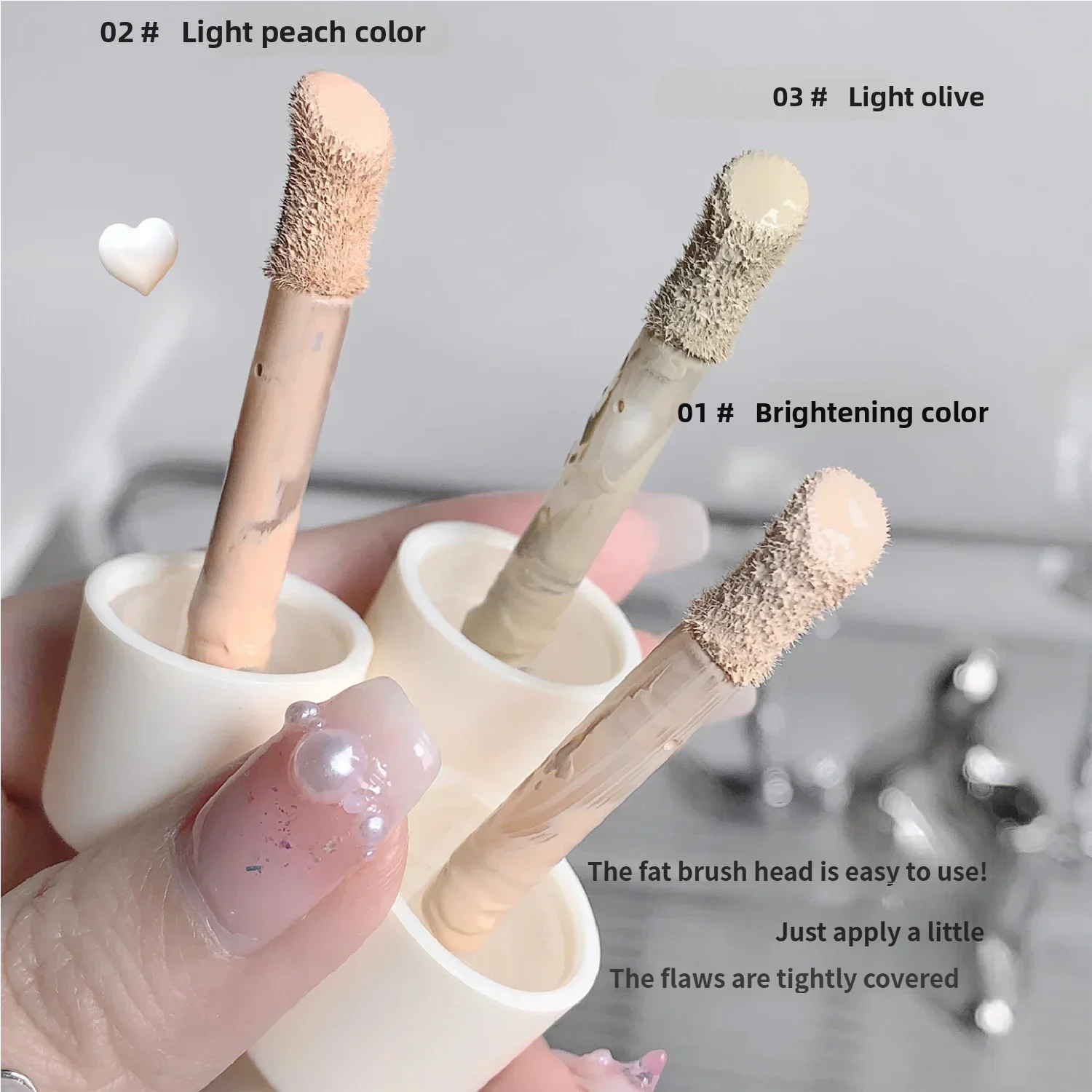 SHAQINUO Penna correttore Crema di seta morbida - Copertura impeccabile Cicatrici da acne Macchie scure Cerchi Schiarente Trucco a lunga durata CO:02