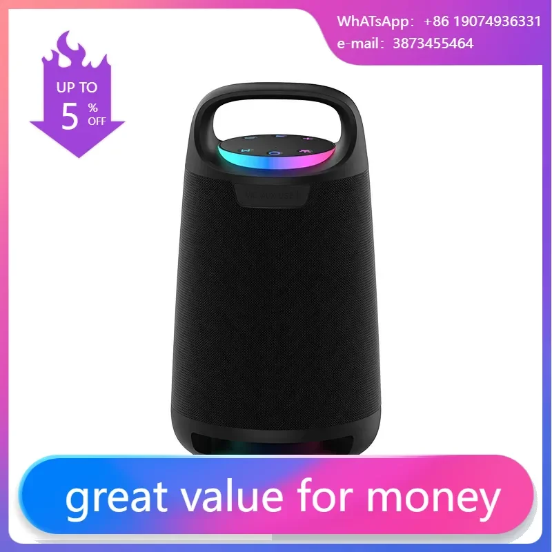 

Portable Bluetooth Audio Home Square Dance Subwoofer Speaker Cross-Border Outdoor Bucket With RGB LED Lighting Powered Battery