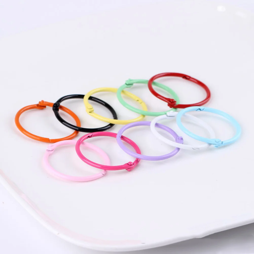 24 stuks metalen losse bladringen kleurrijke sleutelhanger voor scrapbooking fotoclips memo-archivering diverse kleuren