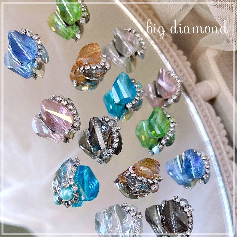 1Pc Alloy Cluster Paved Zircon Nail Charm Dense Inlaid Crystal Stones Ornament For UV Gel Press On Nails DIY Nail Manicure Decor