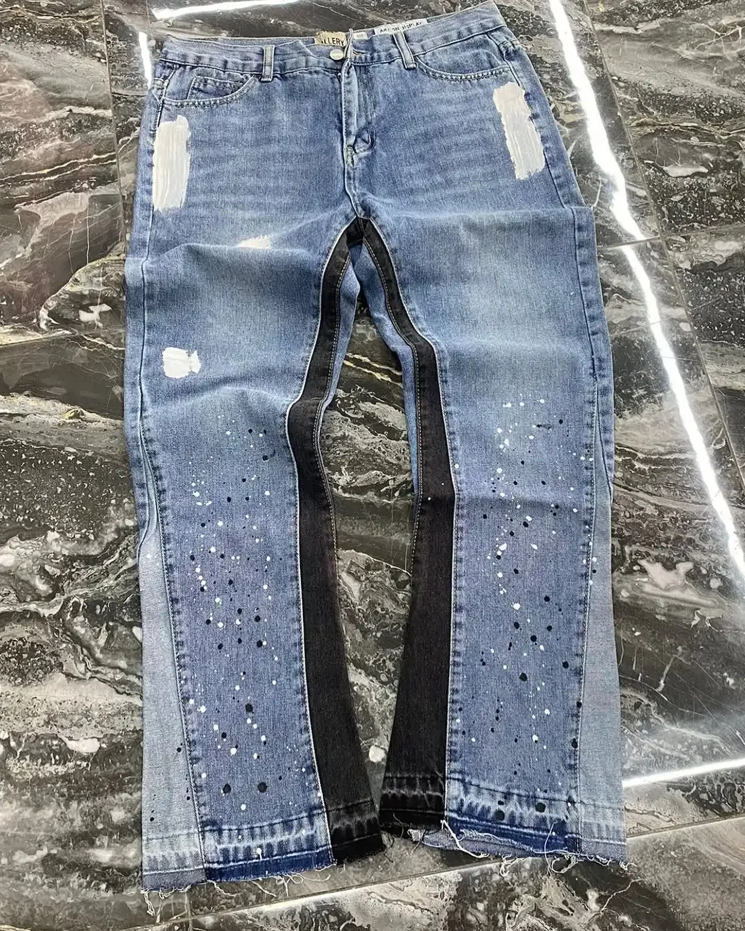 Men Men Women Trendy Baggy Jeans American Streetwear Splashed Ink Patchwork Tie Dye Straight Slim Micro Flare Denim Pants - Aliexpress Deal
