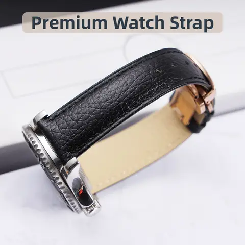 Litchi Pattern Soft Leather Strap For Cartier Omega Casio Fossile orange green18 19 20mm 22mm Watchband Accessories Bracelet