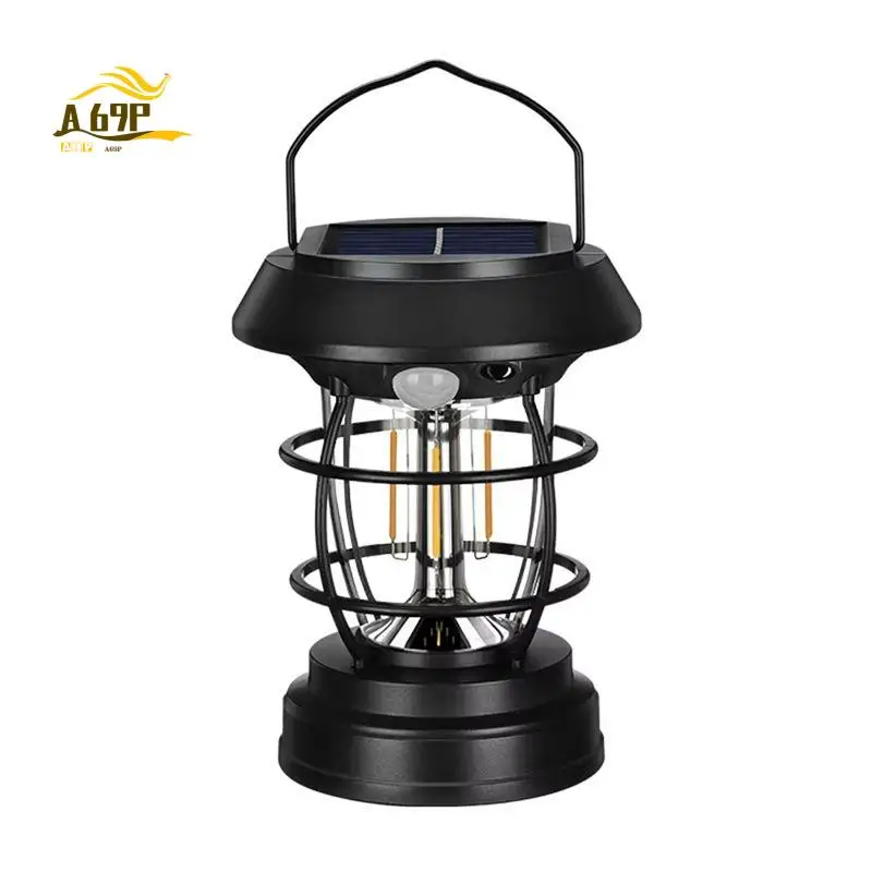 

A69P-Vintage Solar Powered Camping Lantern,Handheld Outdoor Light For Hiking, Emergency, Adjustable Brightness
