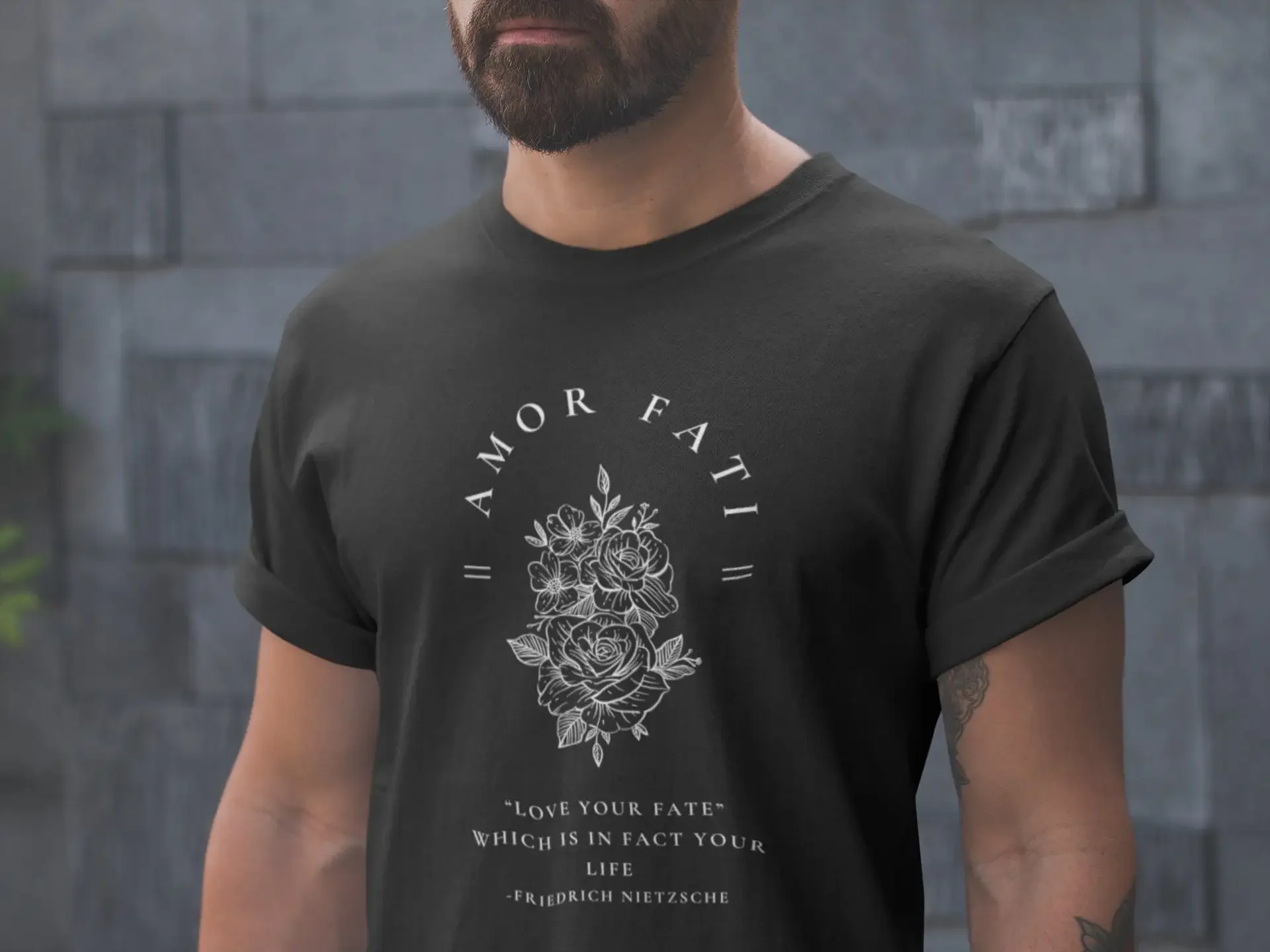 Amor Fati Friedrich Nietzsche Quote Floral T-shirt