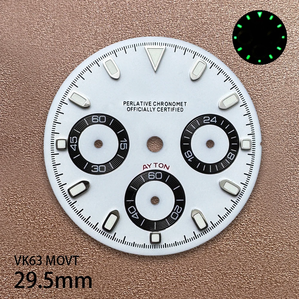 Cadran Panda DTN avec Logo S, 29.5mm, adapté au mouvement VK63, vert glace, accessoires de Modification de montre de qualité