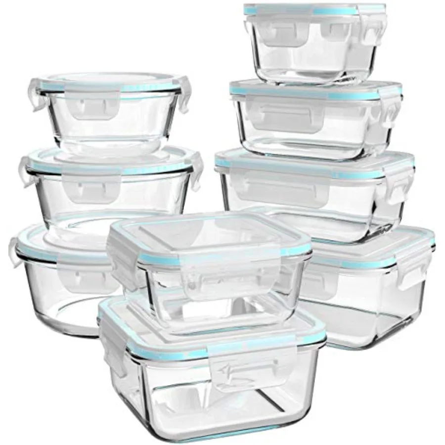 

Glass Food Storage Containers with Lids [18 Piece] Glass Meal Prep Containers Containers for Food Storage with Lids BPA Free an