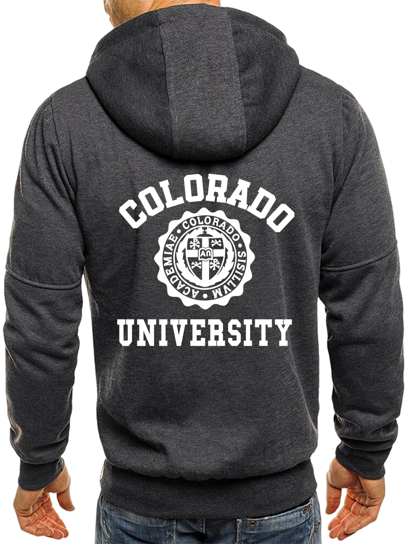 جامعة كولورادو طباعة سستة هوديي الرجال الخريف فضفاض هودي عارضة الصوف البلوز أزياء شخصية كل مباراة معطف #2