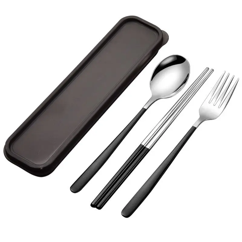 Nezha 2 ao bing colher de aço inoxidável dos desenhos animados pauzinhos garfo personalidade criativa anti-queda e antiderrapante conjunto de talheres presente