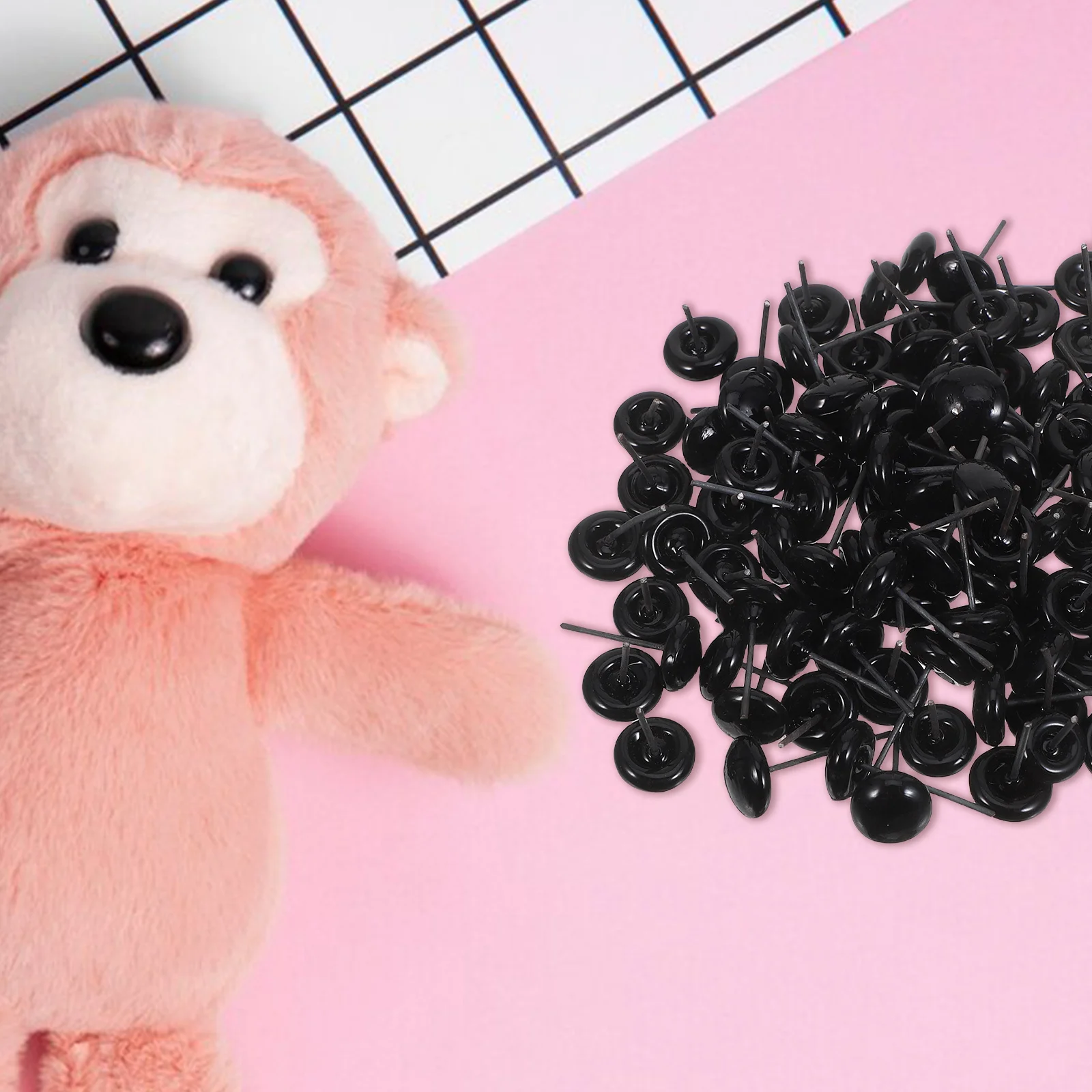 100 個黒ガラス目 10 ミリメートルフラットラウンド Diy 作成工芸品現実的なぬいぐるみ安全目手作りクラフト用品