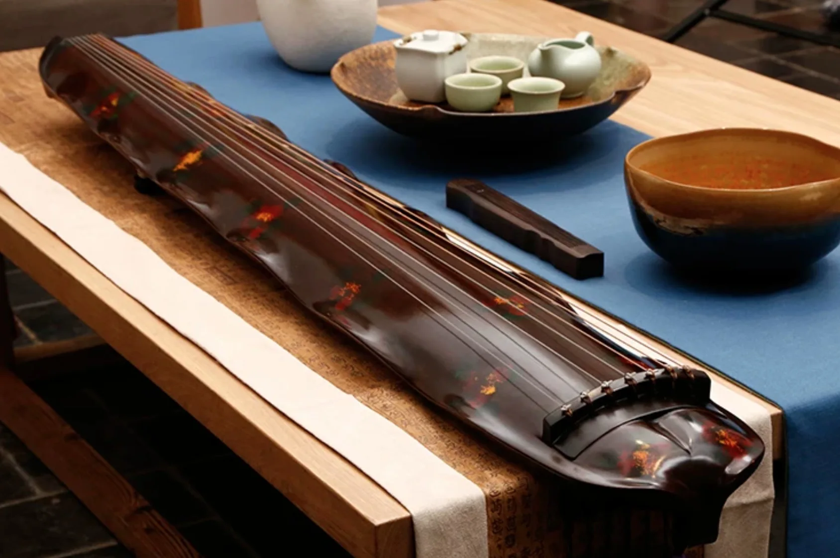 Jiaoye‑Style Guqin Hand‑made Old Chinese Fir Wood Raw Lacquer Traditional Chinese String Musical Instrument