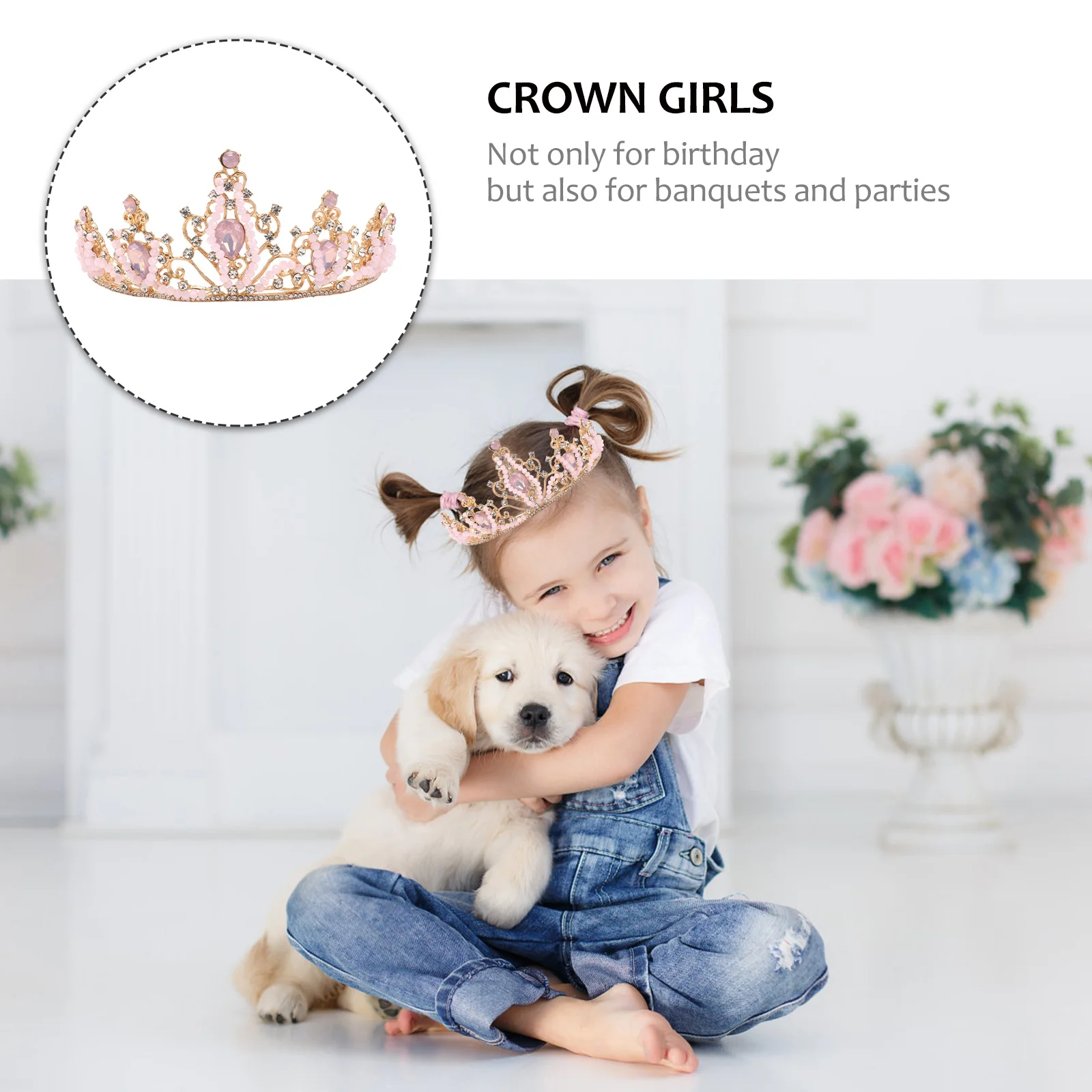 

Princess Crown Hair Accessories Dress Headband for Girls Tiara Birthday Headgear