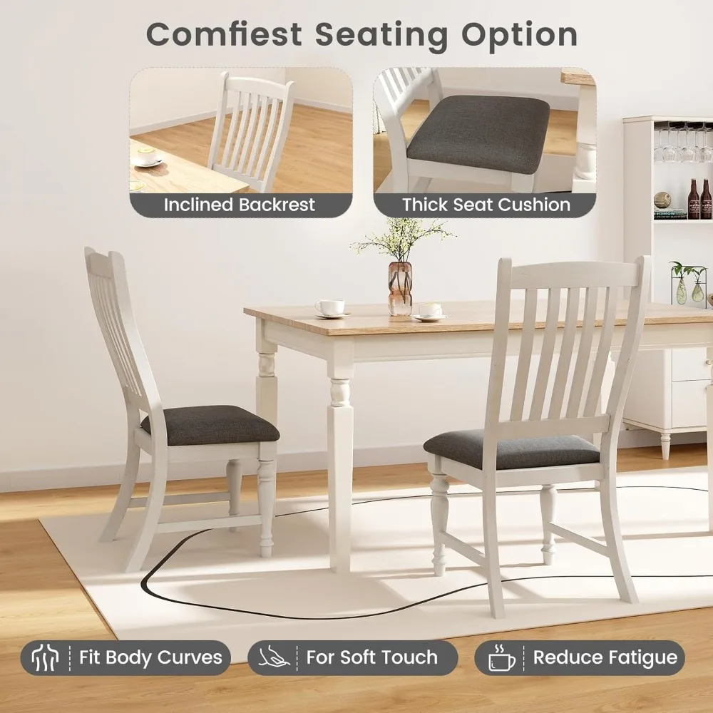 

Wooden Dining Chair Set of 2, Farmhouse Kitchen Chairs, Solid Wood Frame, Armless Upholstered Side Chair