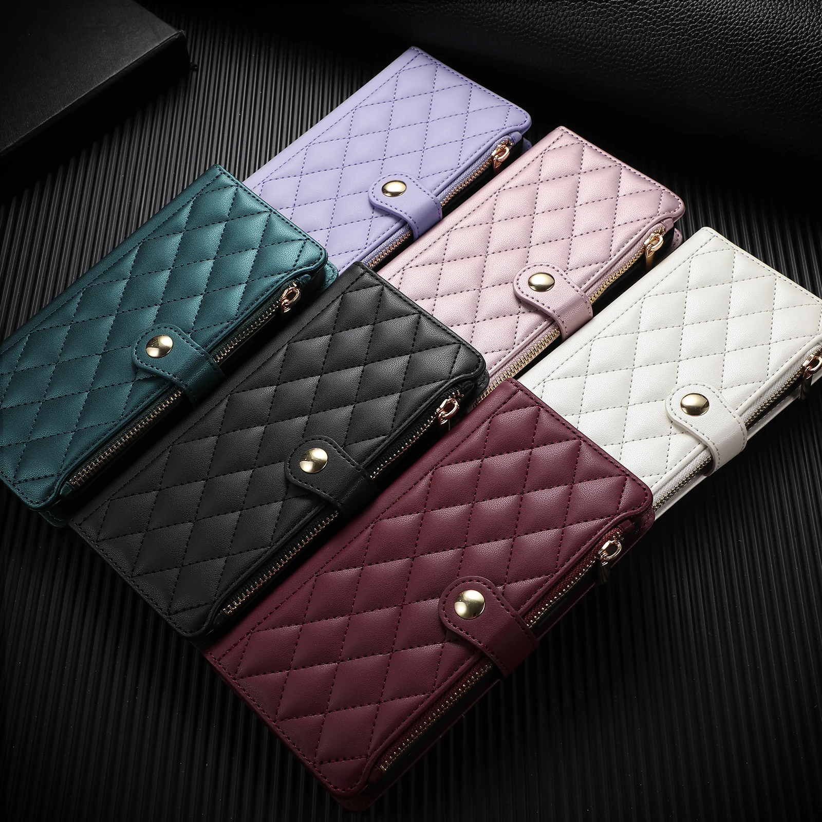 Crossbody Zipper Cards Solt Wallet Leather Case For iPhone 16 Pro Max 15 Plus 14 13 12 11 SE2022 Bag Purse Flip Book Strap Cover