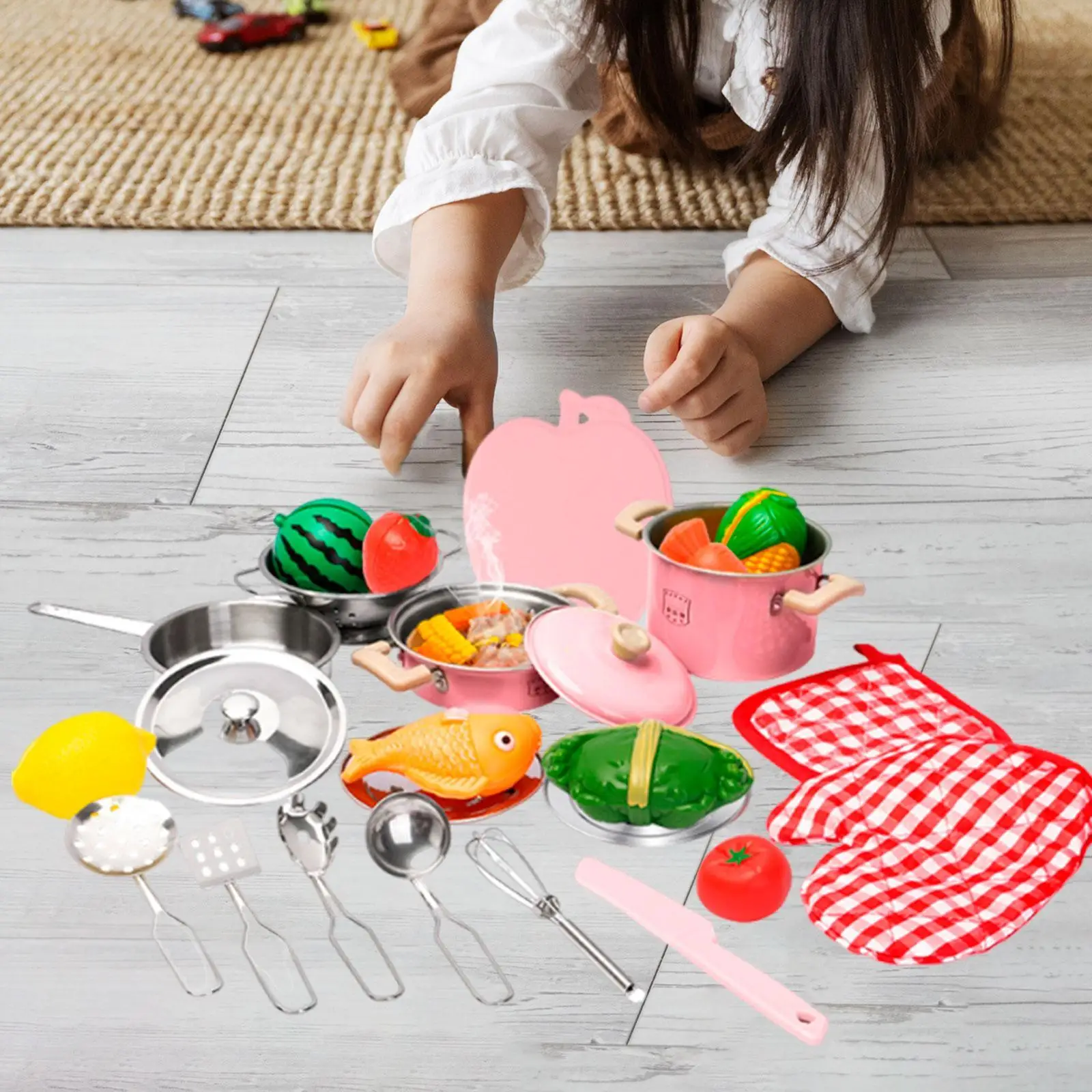 25 Pieces Kids Play Kitchen Toy Accessories Set Sturdy for Sweet Family Time Multifunctional Develop Fine Motor Skills Realistic