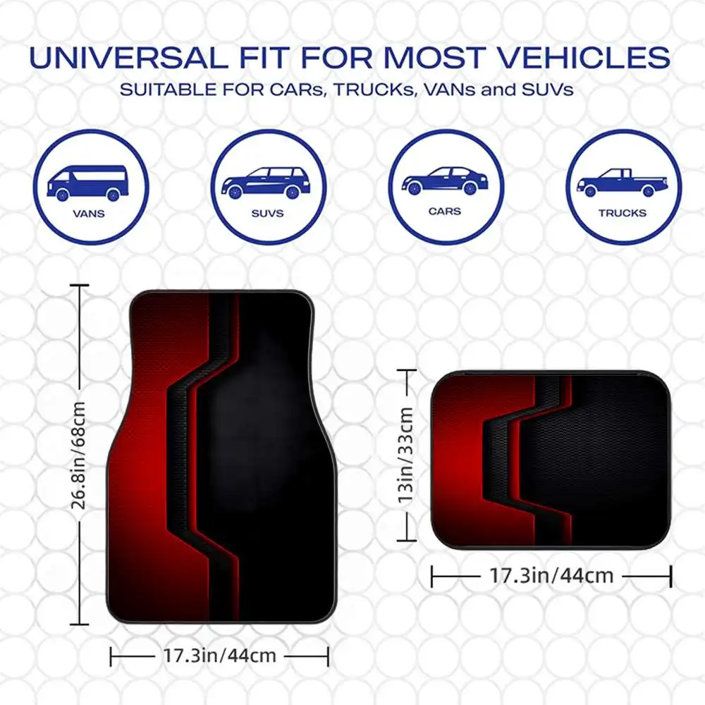 2pcs/4pcs Cool Black And Red Car Floor Mats | Durable Polyester, Ideal For Sedans, Trucks, SUVs, Perfect Gift Choice, Universal