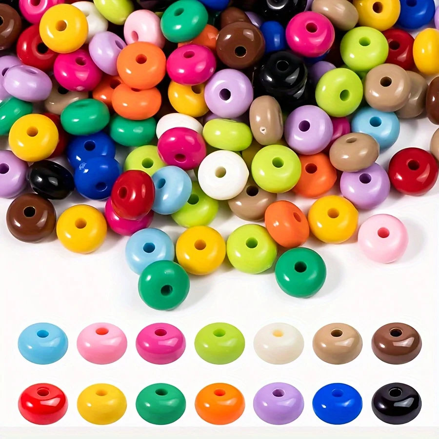 100 Uds. Cuentas de ábaco de colores mezclados acrílicos de 8mm cuentas espaciadoras de lentejas para fabricación de joyería DIY collar pulsera llavero