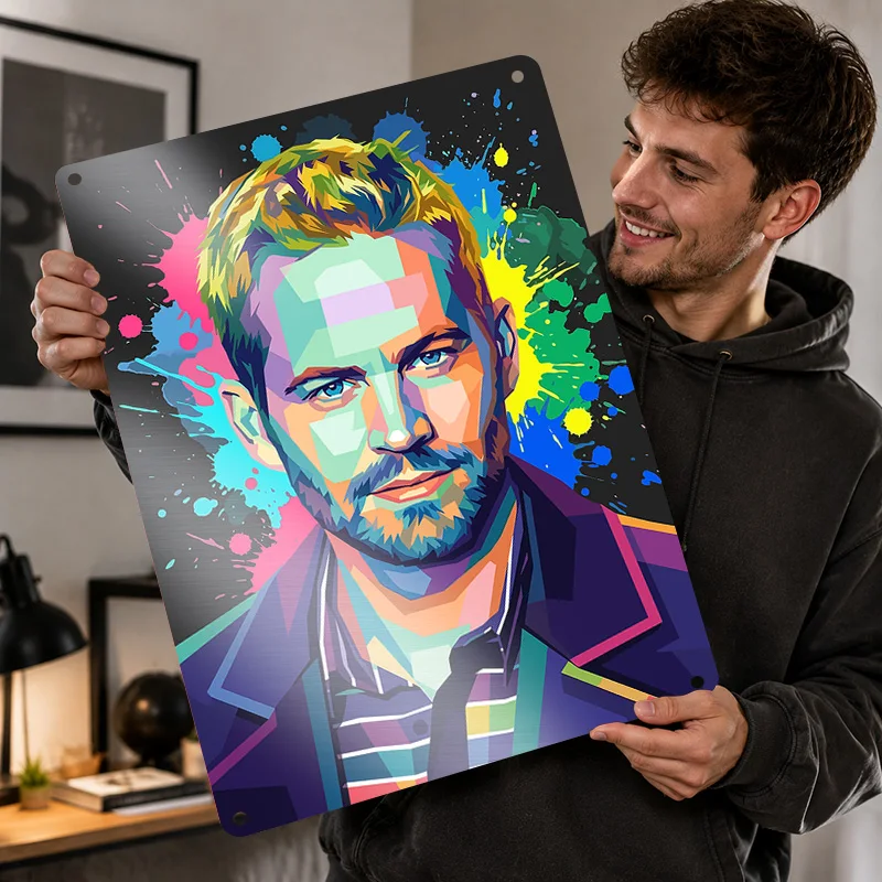 Paul Walker Textured Posters Personalized Aluminum Metal Sign Collectible Cinematic Star Tribute Wall Art Ideal In Media Lounge