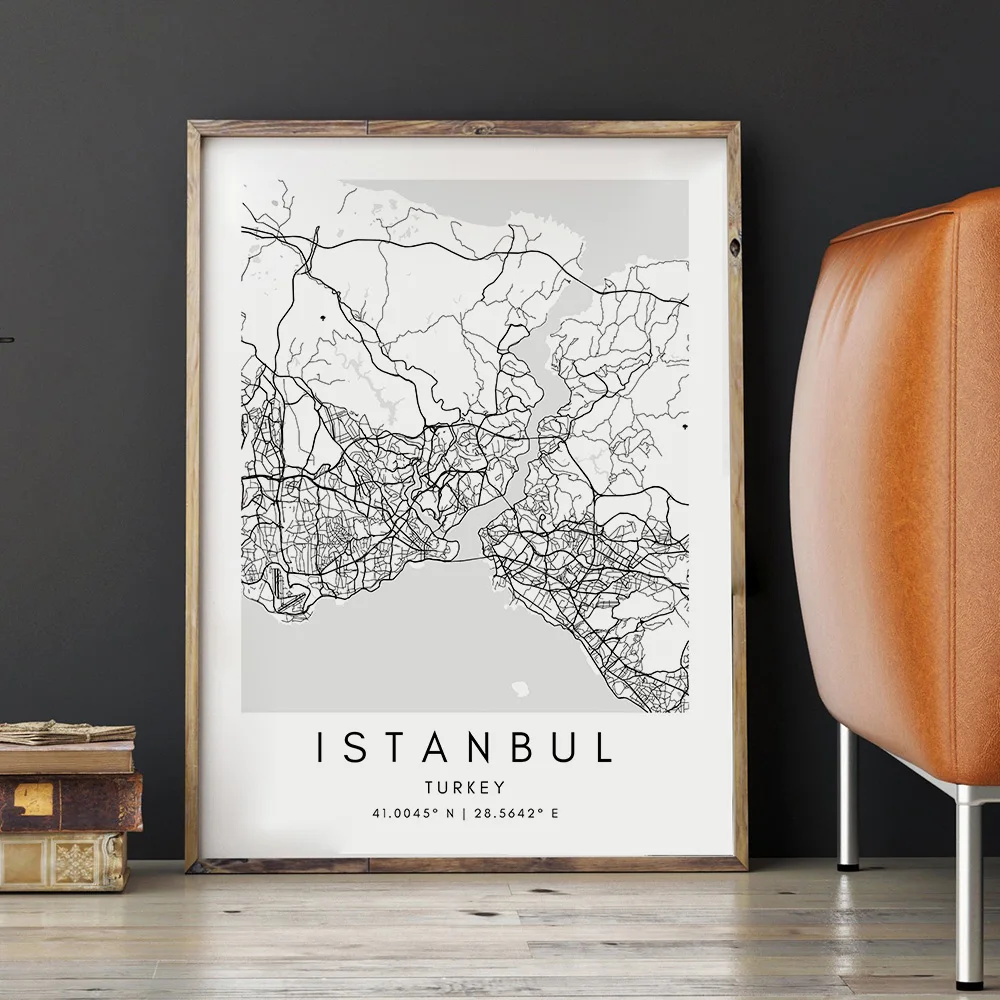 

Istanbul City Map Custom Turkey Map Nordic Posters and Prints Wall Art Canvas Painting Wall Pictures for Living Room Home Decor