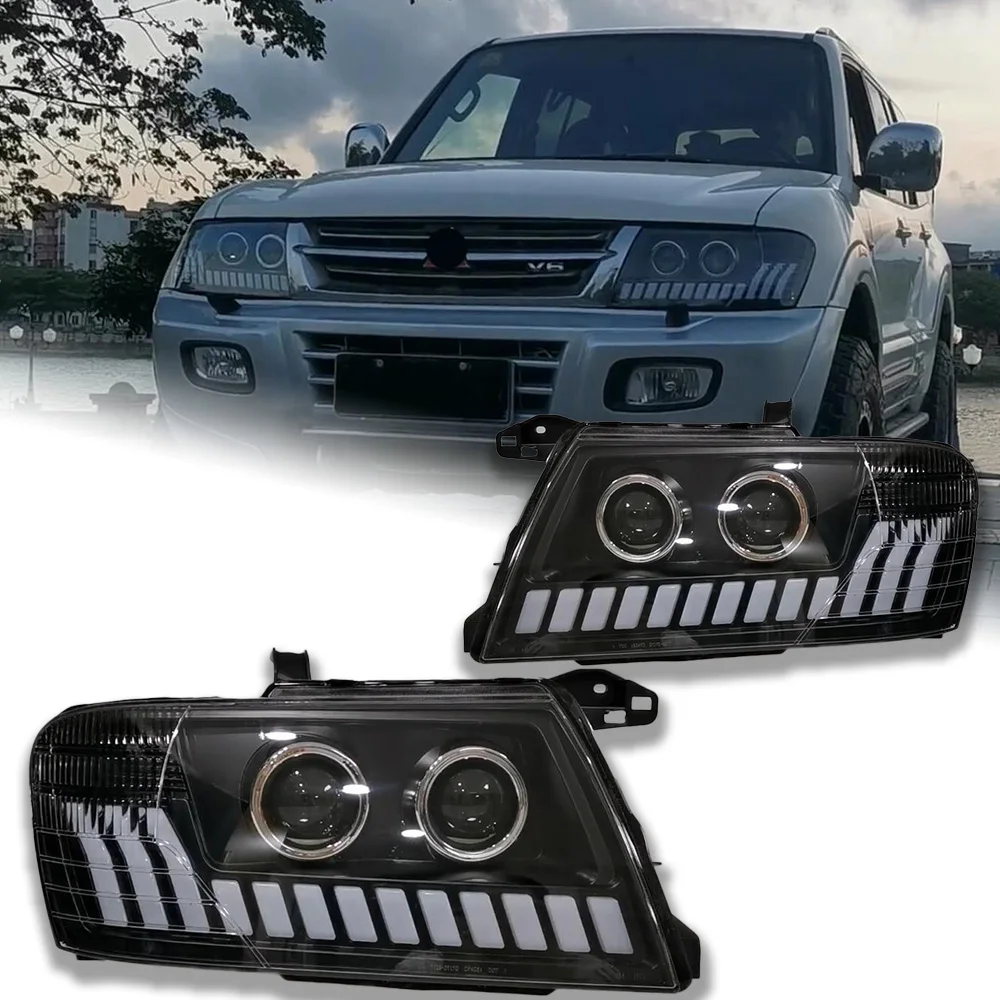 AKD Luzes de carro LED para Mitsubishi Pajero V73, lente do projetor do farol, sinal dinâmico, acessórios DRL, 2004-2014, Montero V75, V77