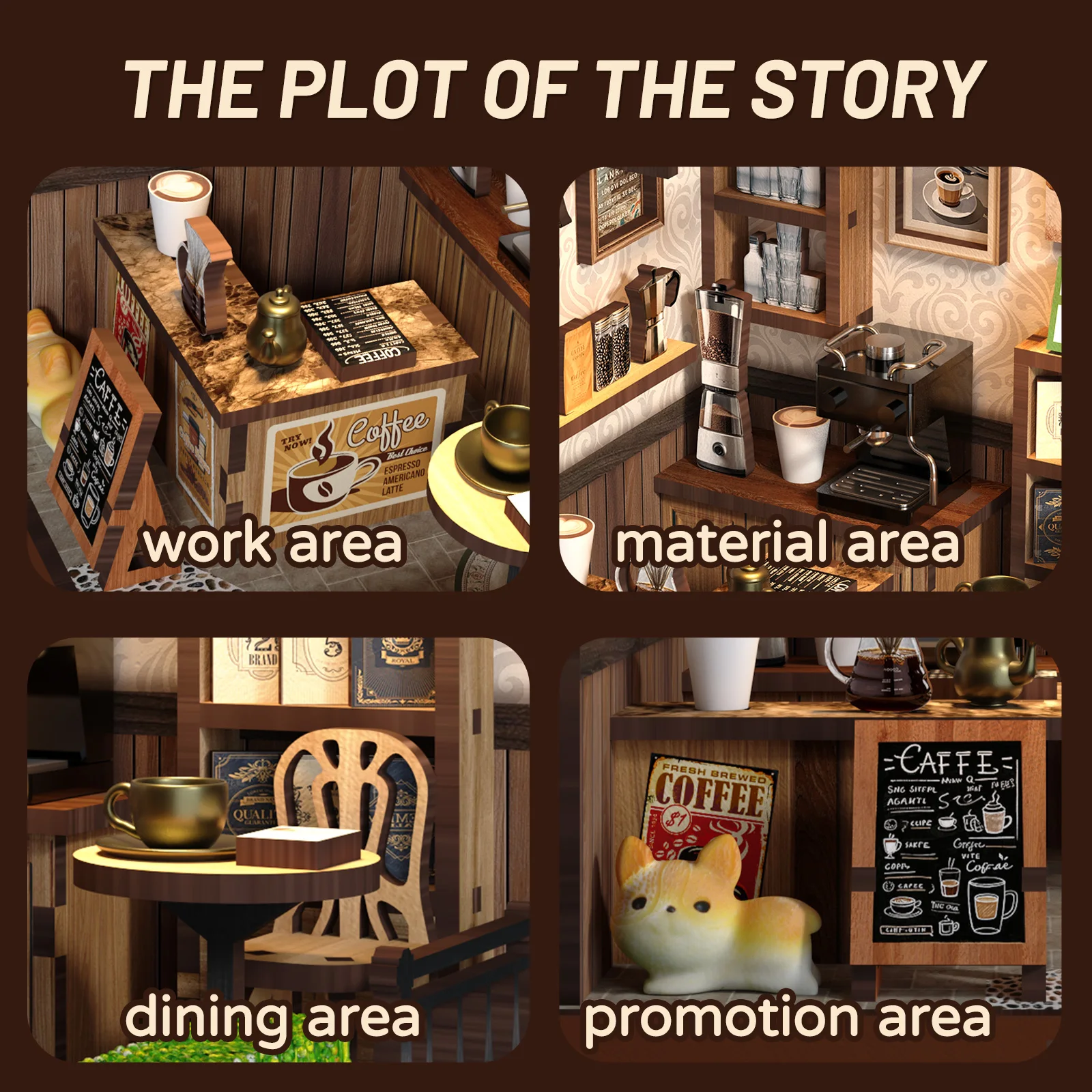 Booknook Coffee House DIY منزل مصغر أنيق كاجوال تصميم مقهى جو تجميع نموذج لهدايا عيد الميلاد ديكور المنزل #5