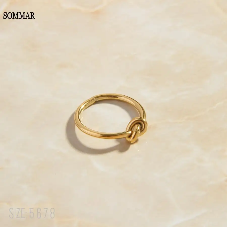 SOMMAR couple gift steel stainless color size 6 7 8 Female Friend finger Ring Creative Line Knot men ring charm