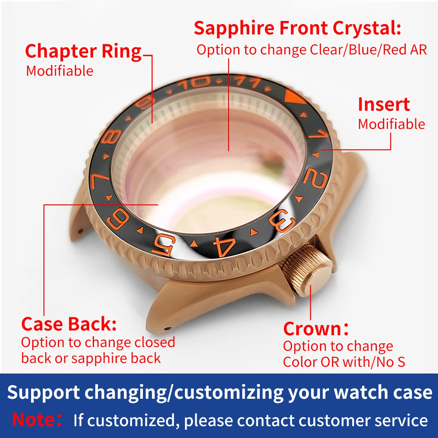 SKX 클래식 무광 로즈 골드 시계 케이스 3시 방향 SKX007 009 호환 NH35 NH36 무브먼트 챕터 링 크라운 케이스백 부품 MOD