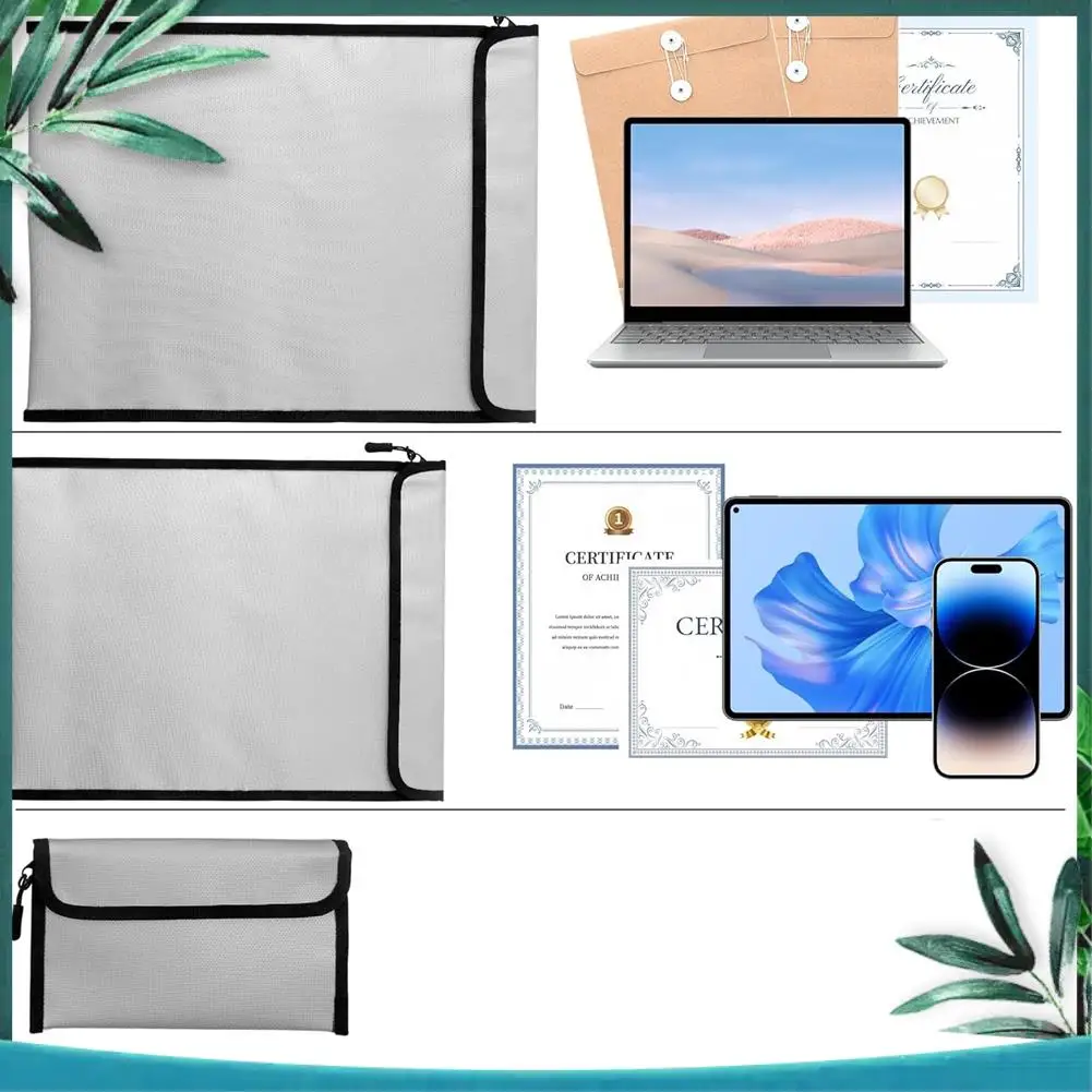 (NEW) 3 Pcs Fireproof And Waterproof Document Bags, 2000°F Protection For Money And Important Papers