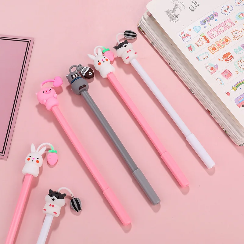 48 Pcs Creative Animal Horn Neutral Pen Cute and Cute Pet Park Water Gel Pen Small Fresh Student Signature Award