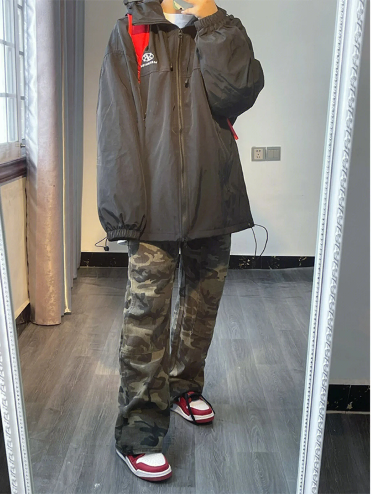 Damska kurtka w stylu vintage, amerykańska odzież robocza, z kapturem, wiosenno-jesienna, nowa, młodzieżowa, zapinana na zamek, długa, luźny krój.