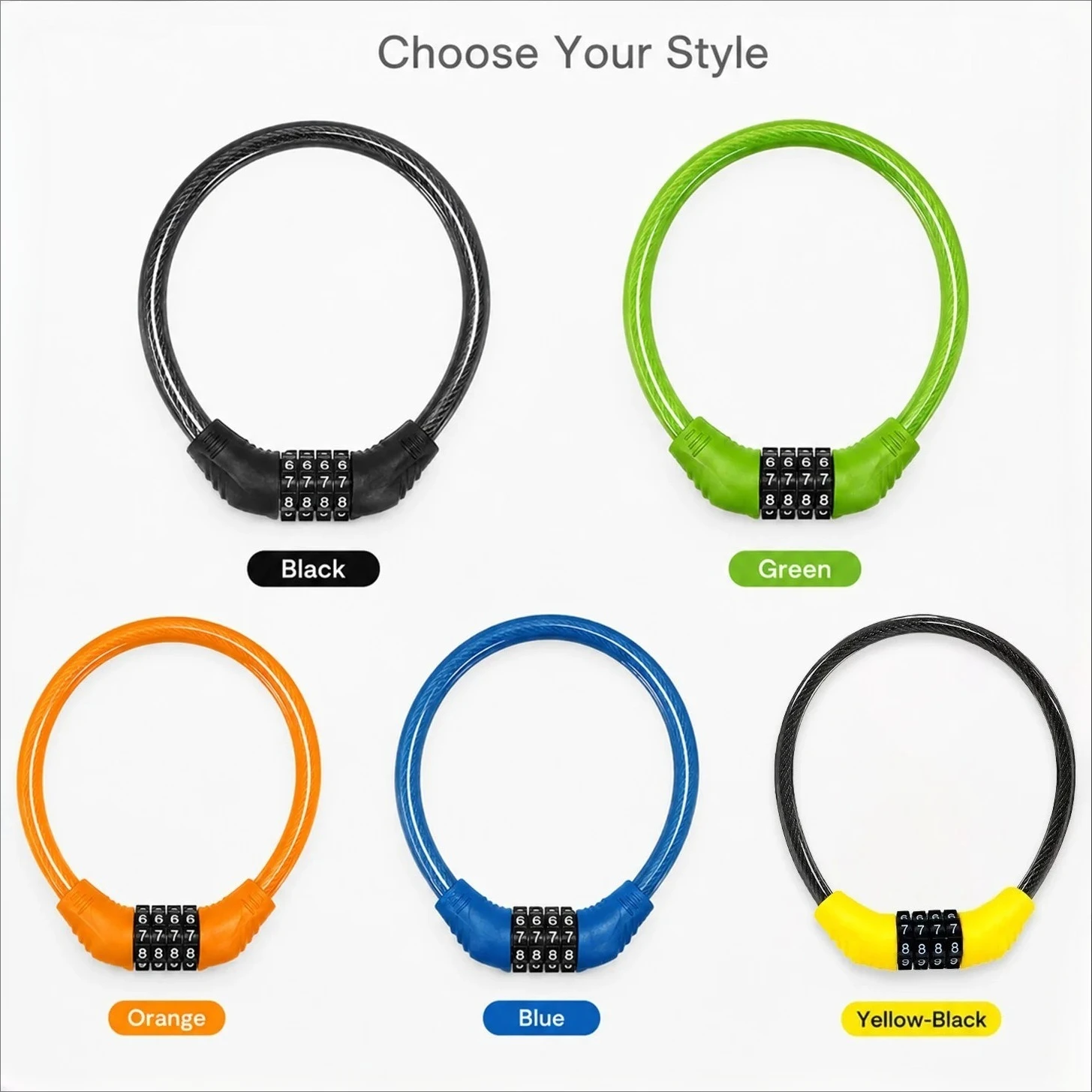 4 Digital Code Anti-Theft Bicycle Cable Lock Stainless Steel Security Locks Portable Combination Code Padlock Bike Accessories