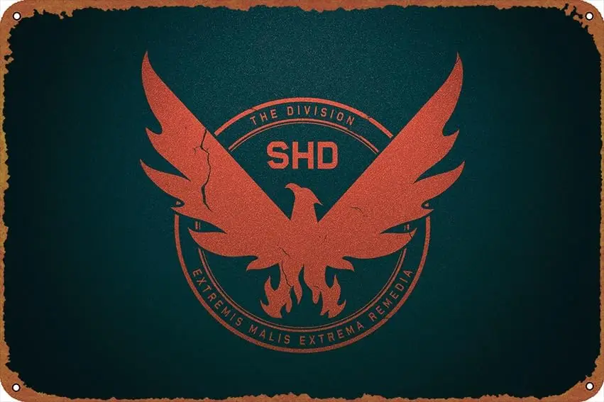 Videospiel Tom Clancy's The Division 2 Lustiges Blechschild, Spielposter, Vintage, niedliches Metallschild, Geschenk, Retro, Neuheit, Café, Geschäft, Garage, T