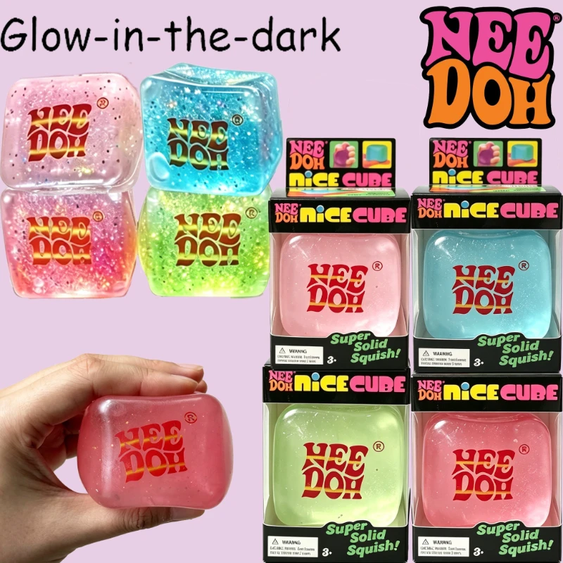 

Needoh Nice Ice Cube Sensory Therapy Toy Glow in the Dark Colorful Maltose Super Solid Squish Autism ADHD Focus Toy Leisure Gift