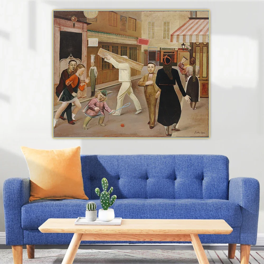 Citon Balthus《The street》Figurative Canvas Oil Painting Artwork Poster Picture Wall Decor Modern Home Living room Decoration