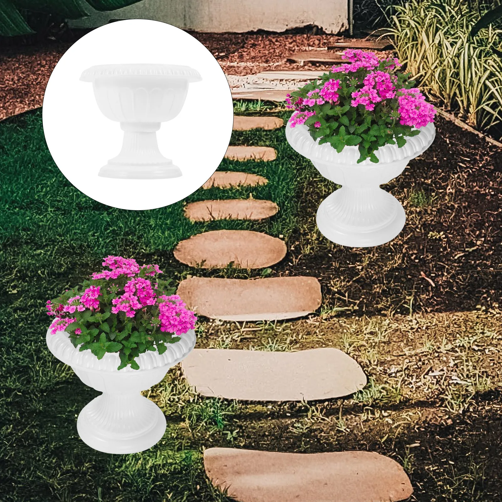 

4pcs White Pots Durable Plastic Creative Flower Pots European Style Container Wedding Decor Balcony Garden Plant Holders