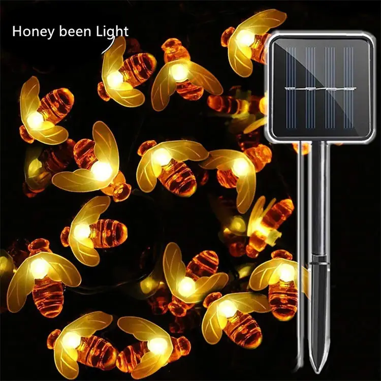 

Solar Led Light Outdoor Christmas Lights 8Modes Cute Honey Bee Fairy Garland Lamps Waterproof Holiday Garden Tree Decoration