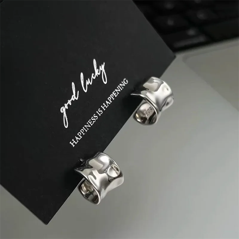 925 Silver Plated C Shape Stud Earrings For Women Fashion Geometric Temperament Earring Jewelry Gift eh509