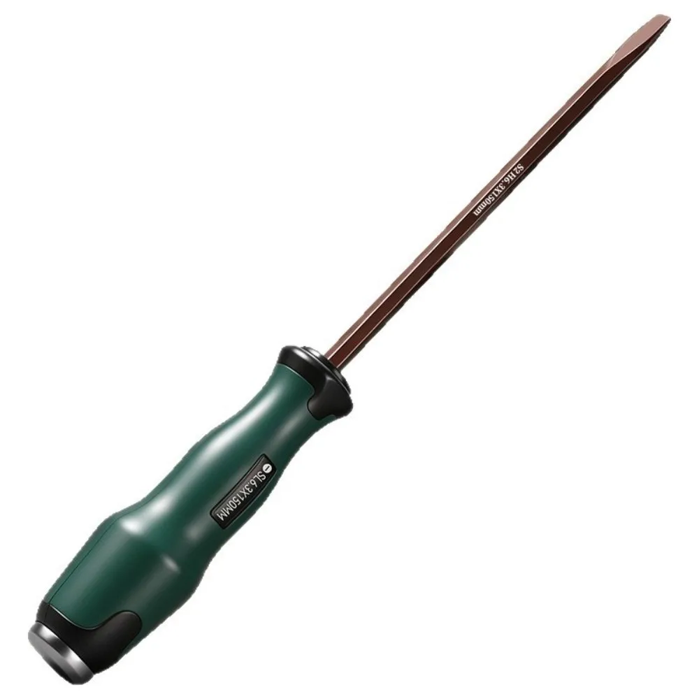 S2 Alloy Steel Screwdriver Through-core Design High Hardness Slotted Driver Impactable Strong Magnetic Electrician Screwdriver